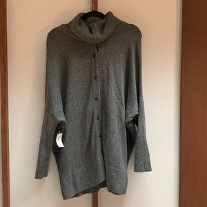 Vetta Capsule Oversized Sweater Detachable Turtle Neck Cardigan (Gray)